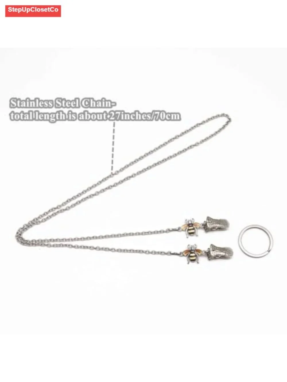 Eyeglass Chain Glasses Strap Stainless Steel Clip On Honeybee